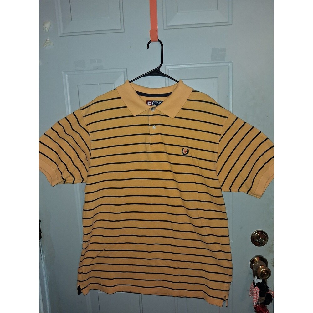 Vintage 90s Chaps Ralph Lauren Striped Polo Shirt Mens XL Yellow Black Pique